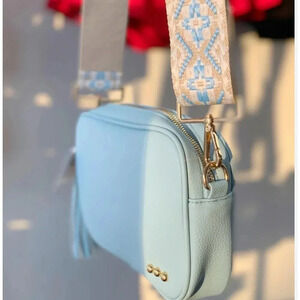 Willow Camera faux leather Crossbody bag purse light blue adjustable strap